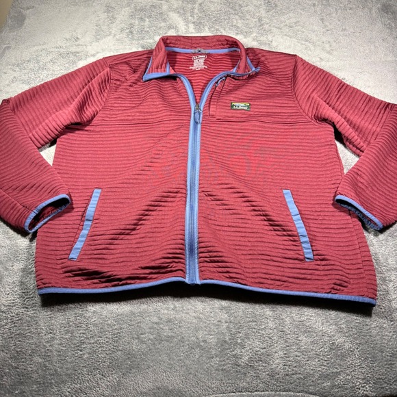 L.L. Bean Other - LL Bean Mens XXL Ridge Fleece Full Zip Jacket Burgundy Red Blue 520414 Regular